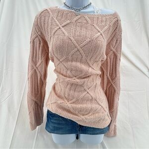 Coquette Vintage Mendocino Light Pink Cable Knit Silk/Rabbit Hair Sweater